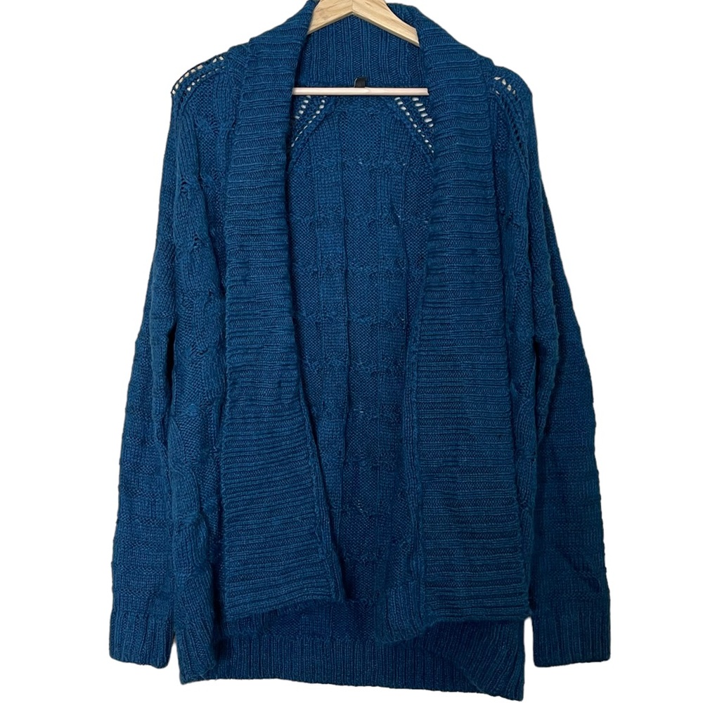 Talbots Wool Blend Chunky Knit Open Cardigan Size L Minimalist